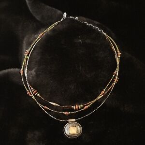 Chico's Multi-Strand Necklace with Silver and Brown Accents